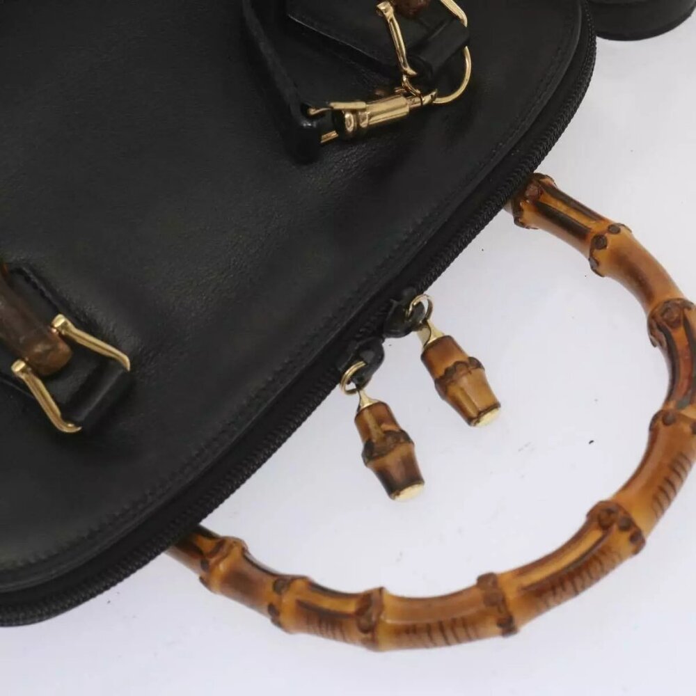 GUCCI Bamboo Hand Bag Leather 2way Black - Picture 11 of 15